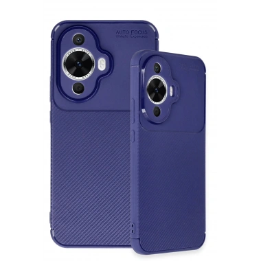 Mey İthalat®  Huawei Nova 12S Kılıf Auto Focus Karbon Kapak - Lacivert