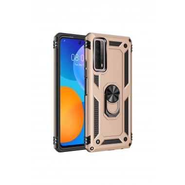 Mey İthalat® Huawei P Smart 2021 Kılıf Sofya Yüzüklü Silikon Kapak - Gold