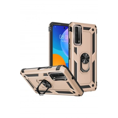 Mey İthalat® Huawei P Smart 2021 Kılıf Sofya Yüzüklü Silikon Kapak - Gold