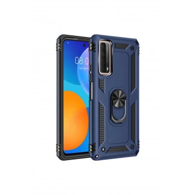 Mey İthalat® Huawei P Smart 2021 Kılıf Sofya Yüzüklü Silikon Kapak - Lacivert