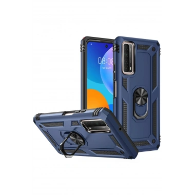 Mey İthalat® Huawei P Smart 2021 Kılıf Sofya Yüzüklü Silikon Kapak - Lacivert