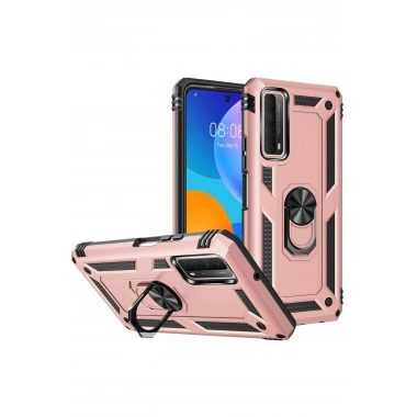 Mey İthalat® Huawei P Smart 2021 Kılıf Sofya Yüzüklü Silikon Kapak - Rose