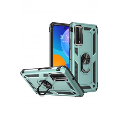Mey İthalat® Huawei P Smart 2021 Kılıf Sofya Yüzüklü Silikon Kapak - Yeşil