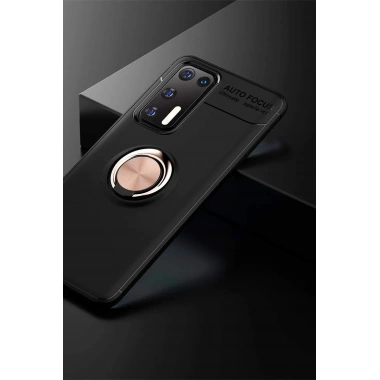 Mey İthalat® Huawei P40 Kılıf Range Yüzüklü Silikon - Siyah-Gold