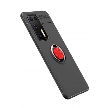 Mey İthalat® Huawei P40 Kılıf Range Yüzüklü Silikon - Siyah-Kırmızı