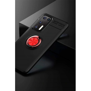 Mey İthalat® Huawei P40 Kılıf Range Yüzüklü Silikon - Siyah-Kırmızı
