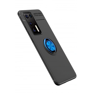 Mey İthalat® Huawei P40 Kılıf Range Yüzüklü Silikon - Siyah-Mavi