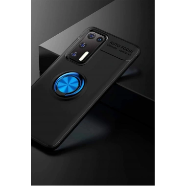 Mey İthalat® Huawei P40 Kılıf Range Yüzüklü Silikon - Siyah-Mavi