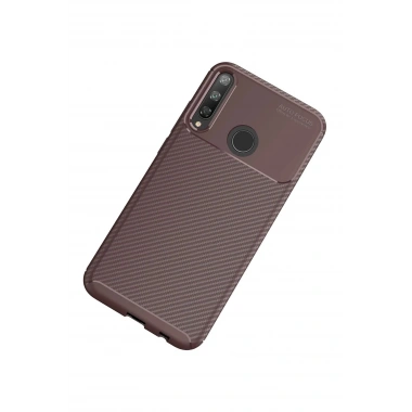 Mey İthalat®  Huawei P40 Lite E Kılıf Auto Focus Karbon Kapak - Kahverengi