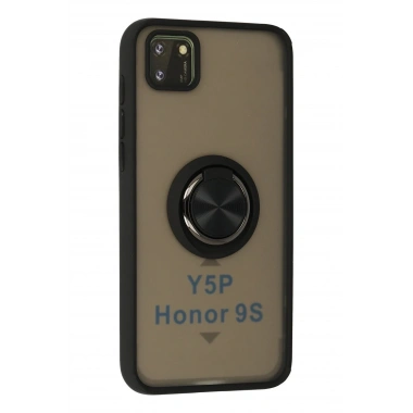 Mey İthalat®  Huawei Y5P Kılıf Montreal Yüzüklü Silikon Kapak - Siyah