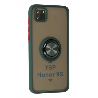 Mey İthalat®  Huawei Y5P Kılıf Montreal Yüzüklü Silikon Kapak - Yeşil