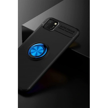 Mey İthalat® Huawei Y5P Kılıf Range Yüzüklü Silikon - Siyah-Mavi