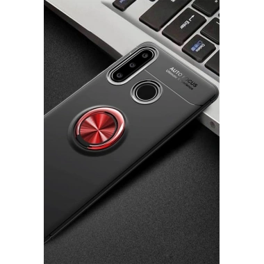 Mey İthalat® Huawei Y6P Kılıf Range Yüzüklü Silikon - Siyah-Kırmızı