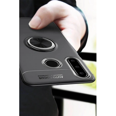 Mey İthalat® Huawei Y6P Kılıf Range Yüzüklü Silikon - Siyah-Kırmızı