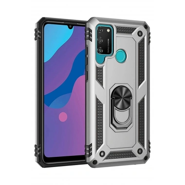Mey İthalat® Huawei Y6P Kılıf Sofya Yüzüklü Silikon Kapak - Gümüş