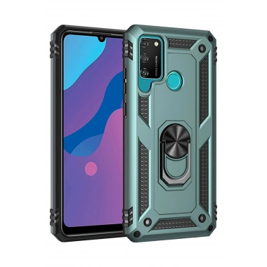Mey İthalat®  Huawei Y6P Kılıf Sofya Yüzüklü Silikon Kapak - Yeşil