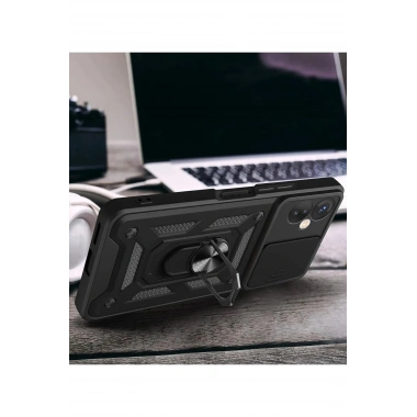Mey İthalat®  İnfinix Hot 30 4G Kılıf Pars Lens Yüzüklü Silikon - Kırmızı