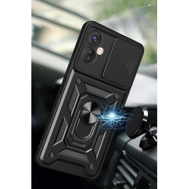 Mey İthalat®  İnfinix Hot 30 5G Kılıf Pars Lens Yüzüklü Silikon - Gümüş