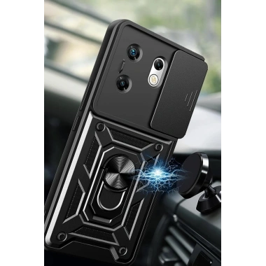 Mey İthalat®  İnfinix Zero 30 4G Kılıf Pars Lens Yüzüklü Silikon - Siyah