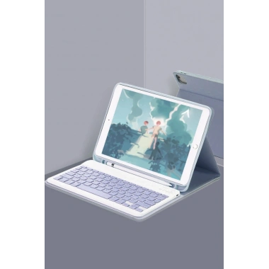 Mey İthalat®  iPad 10.2 (9.nesil) Kılıf KC01 Smart Klavyeli Tablet Kılıfı - Lacivert