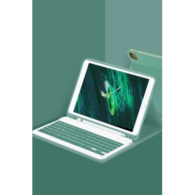 Mey İthalat®  iPad Pro 11 (2022) Kılıf KC01 Smart Klavyeli Tablet Kılıfı - Koyu Yeşil