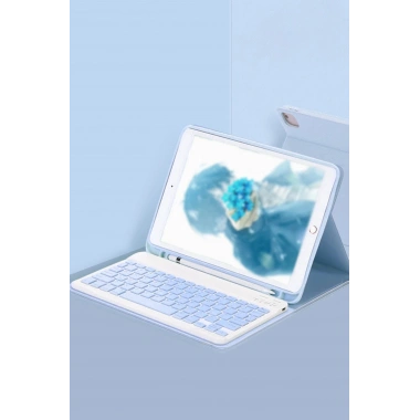 Mey İthalat®  iPad Pro 11 (2022) Kılıf KC01 Smart Klavyeli Tablet Kılıfı - Mavi