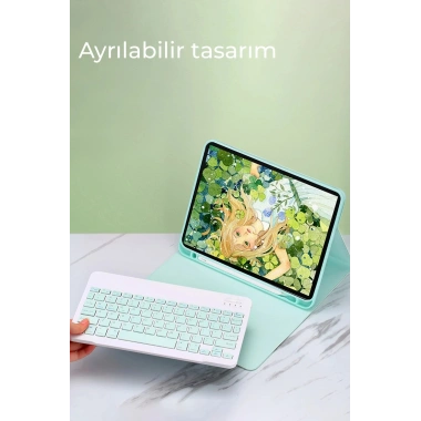 Mey İthalat®  iPad Pro 11 (2022) Kılıf KC01 Smart Klavyeli Tablet Kılıfı - Mavi