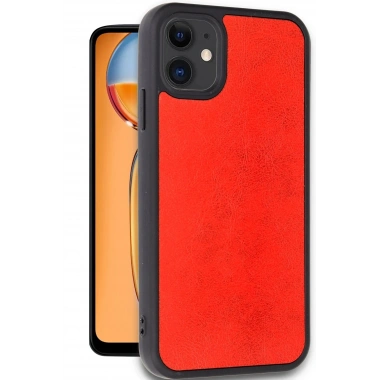 Mey İthalat®  iPhone 11 Kılıf Aras Deri Kapak - Kırmızı