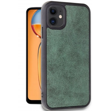 Mey İthalat®  iPhone 11 Kılıf Aras Deri Kapak - Koyu Yeşil