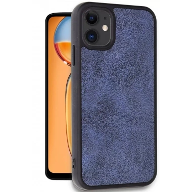 Mey İthalat®   iPhone 11 Kılıf Aras Deri Kapak - Lacivert