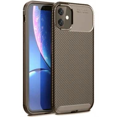 Mey İthalat®  iPhone 11 Kılıf Auto Focus Karbon Kapak - Kahverengi