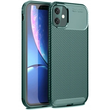Mey İthalat®  iPhone 11 Kılıf Auto Focus Karbon Kapak - Koyu Yeşil