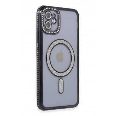 Mey İthalat®  iPhone 11 Kılıf Joke Simli Magneticsafe Kılıf - Siyah