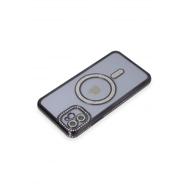 Mey İthalat®  iPhone 11 Kılıf Joke Simli Magneticsafe Kılıf - Siyah