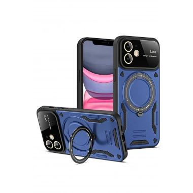 Mey İthalat®  iPhone 11 Kılıf Joy Lens Standlı Kapak - Lacivert