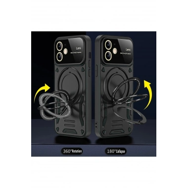 Mey İthalat®  iPhone 11 Kılıf Joy Lens Standlı Kapak - Mor