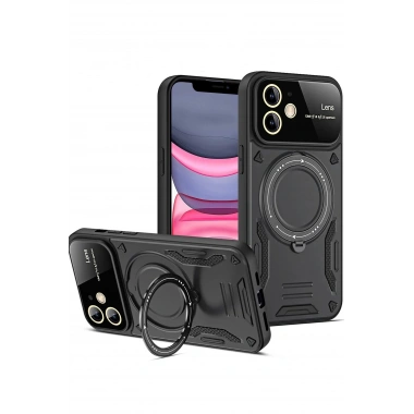 Mey İthalat®  iPhone 11 Kılıf Joy Lens Standlı Kapak - Siyah