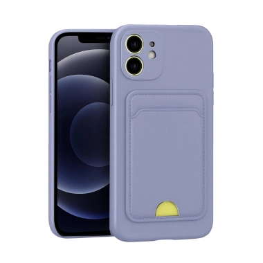 Mey İthalat®  iPhone 11 Kılıf Kelvin Kartvizitli Silikon - Lila