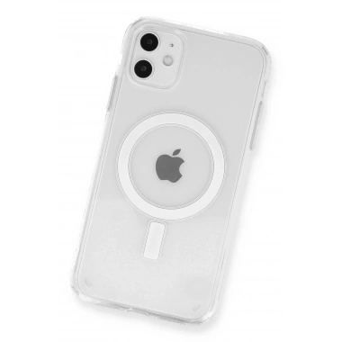 Mey İthalat®   iPhone 11 Kılıf Magneticsafe Şeffaf Silikon - Şeffaf