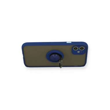 Mey İthalat®  iPhone 11 Kılıf Montreal Yüzüklü Silikon Kapak - Lacivert