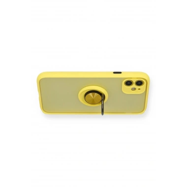 Mey İthalat®  iPhone 11 Kılıf Montreal Yüzüklü Silikon Kapak - Sarı