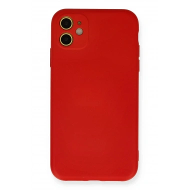 Mey İthalat®  iPhone 11 Kılıf Nano içi Kadife Silikon - Kırmızı