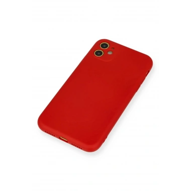 Mey İthalat®  iPhone 11 Kılıf Nano içi Kadife Silikon - Kırmızı