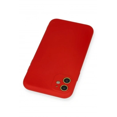 Mey İthalat®  iPhone 11 Kılıf Nano içi Kadife Silikon - Kırmızı