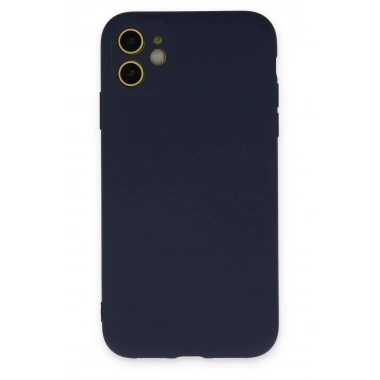 Mey İthalat®  iPhone 11 Kılıf Nano içi Kadife Silikon - Lacivert
