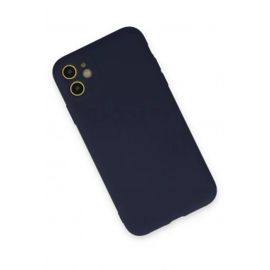 Mey İthalat®  iPhone 11 Kılıf Nano içi Kadife Silikon - Lacivert