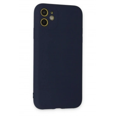 Mey İthalat®  iPhone 11 Kılıf Nano içi Kadife Silikon - Lacivert