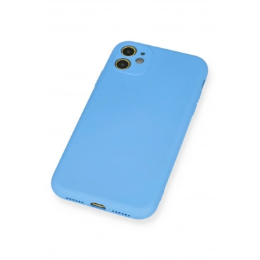 Mey İthalat®  iPhone 11 Kılıf Nano içi Kadife Silikon - Mavi