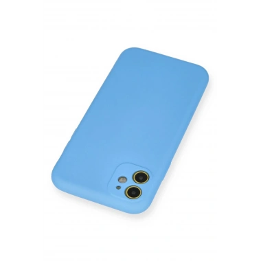 Mey İthalat®  iPhone 11 Kılıf Nano içi Kadife Silikon - Mavi