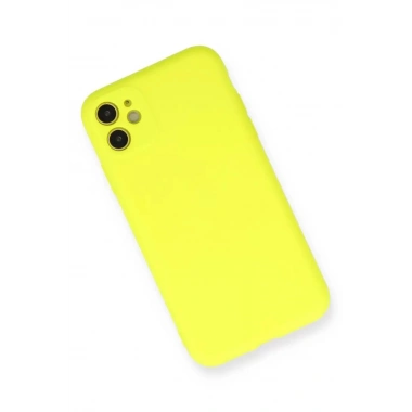 Mey İthalat®   iPhone 11 Kılıf Nano içi Kadife Silikon - Sarı